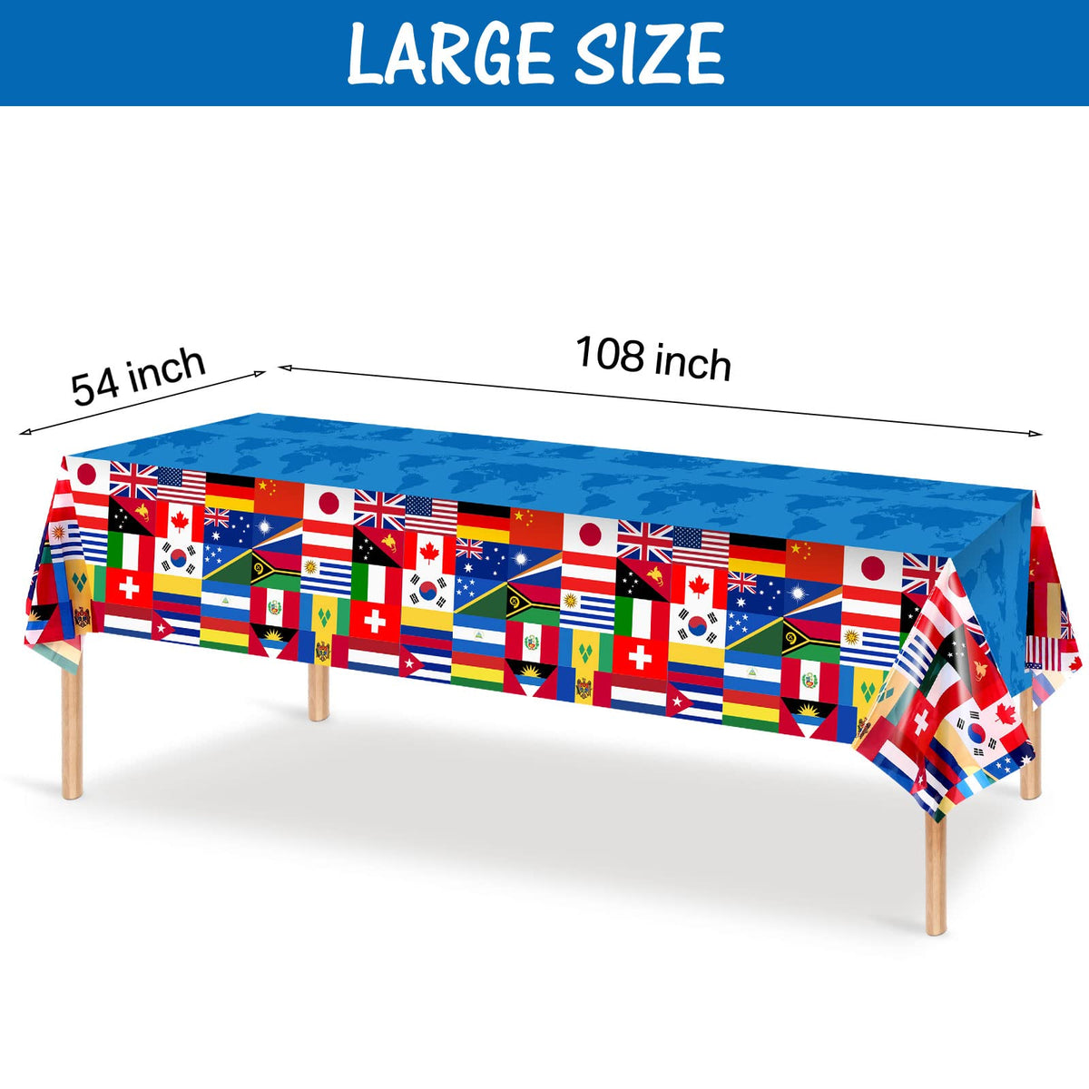 FuWeave international flags design tablecloth for themed parties