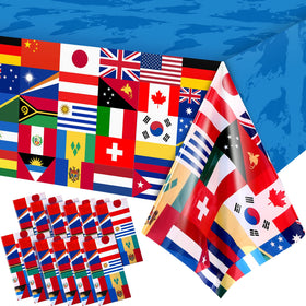 FuWeave world flags tablecloth 108x54 inches for large events
