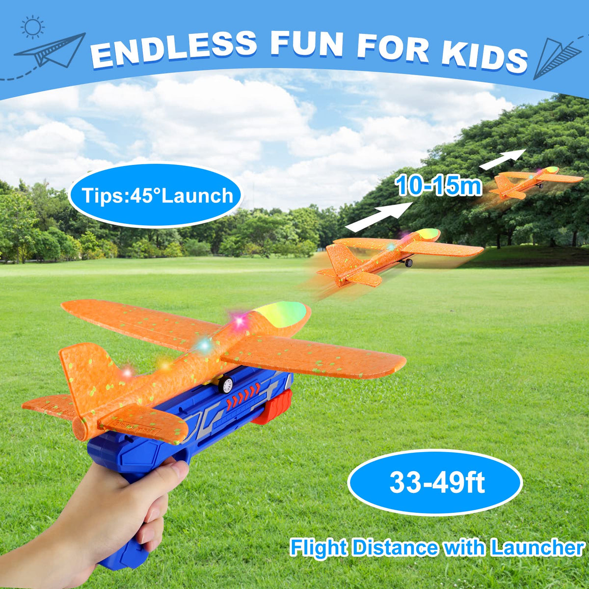 Fuwidvia 3-pack green glider plane with launcher supports active, social outdoor fun.