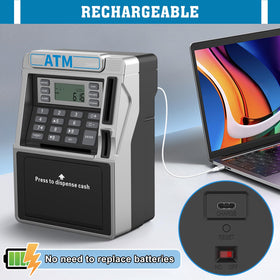 Fuwidvia ATM Piggy Bank coin recognition highlights real-time counting of coins deposited.