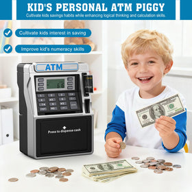 Fuwidvia ATM Piggy Bank memory function preserves data when power is off.