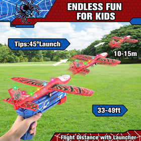 Fuwidvia blue foam glider with spider LED in flight.