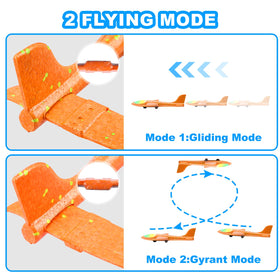 Fuwidvia foam plane blue launcher with LED lights for night flights.