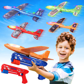 Fuwidvia foam plane green launcher for outdoor play and hand-eye coordination.