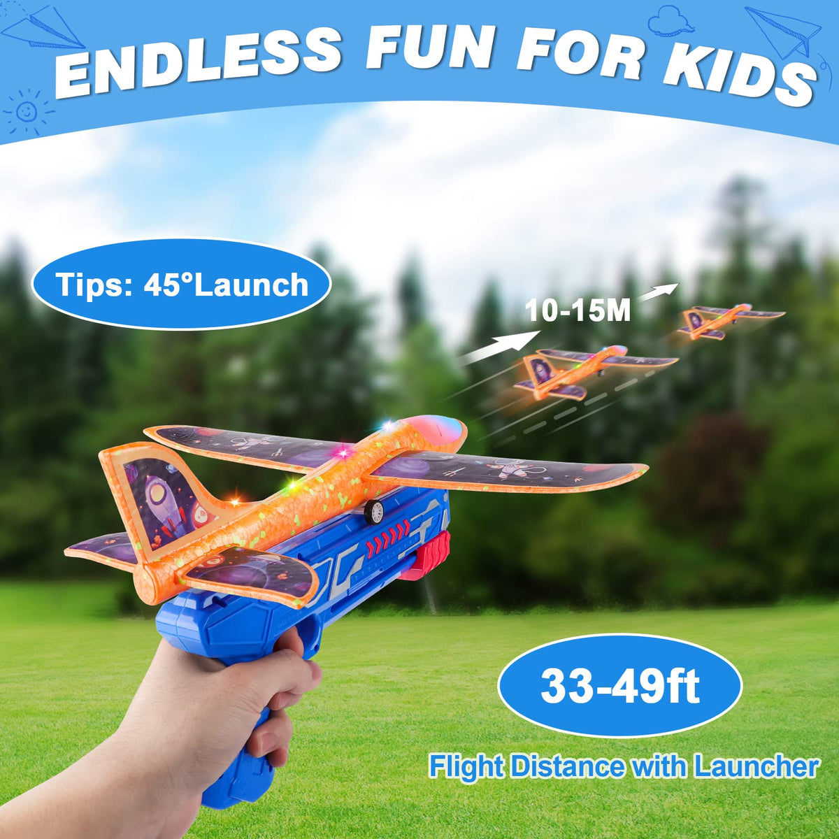 Fuwidvia foam plane orange launcher for active group play.
