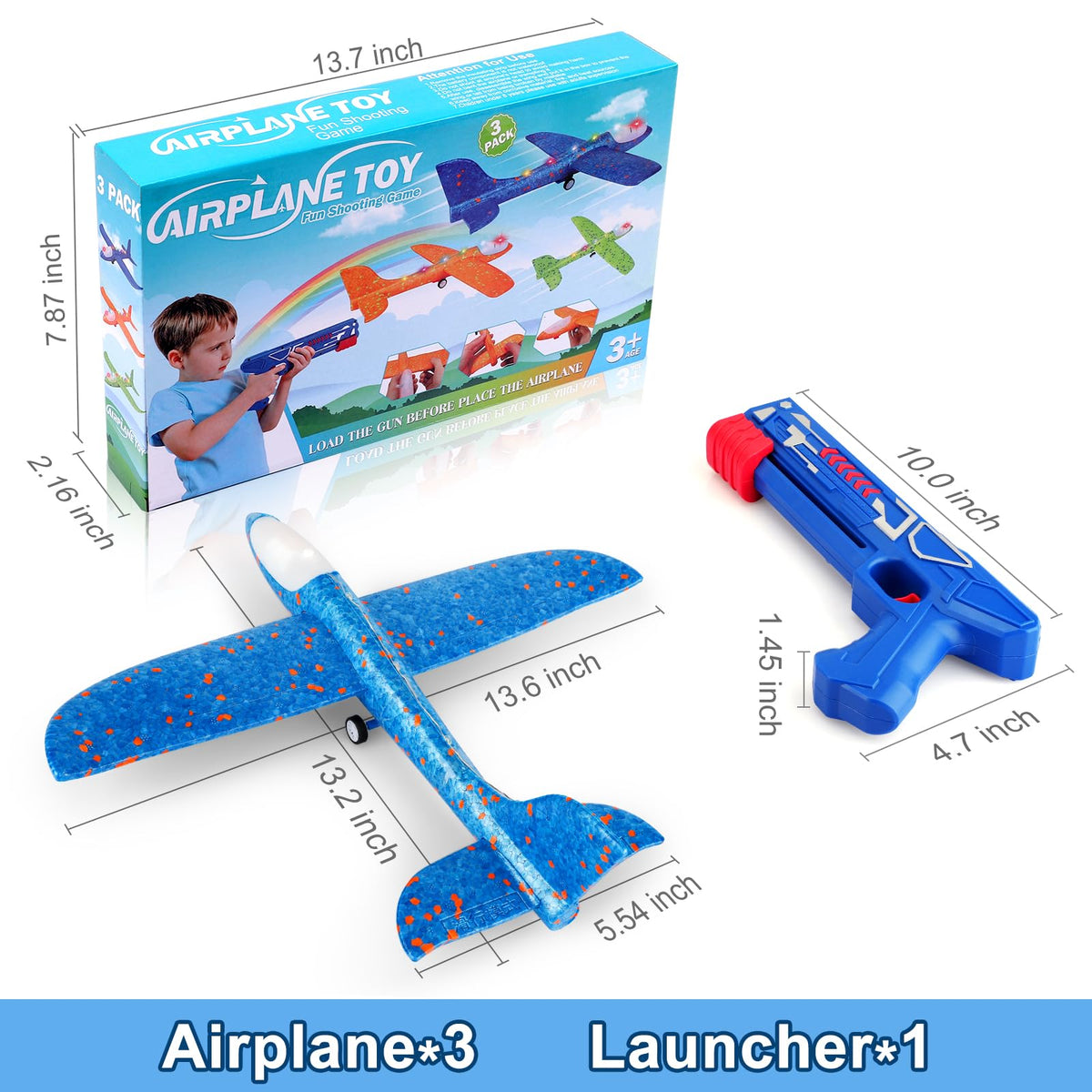 Fuwidvia 3-pack airplane set with launcher ideal for birthdays and parties.