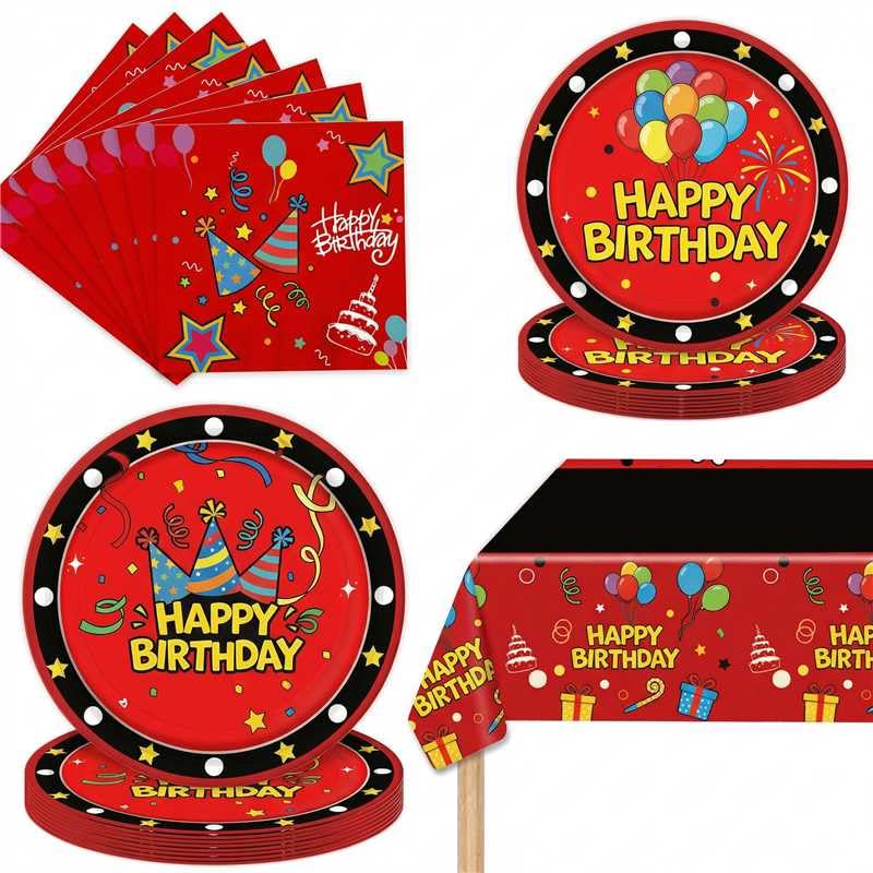 Fuyhiuos 41-pack party plates, napkins, and tablecloth in red2 for easy party setup