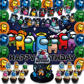 Fuyhiuous Among banner with colorful letters for a festive birthday backdrop