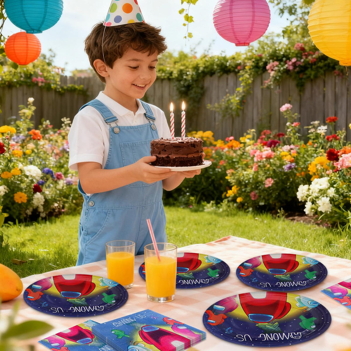 Fuyhiuos birthday decor collection pairs with plates and napkins.