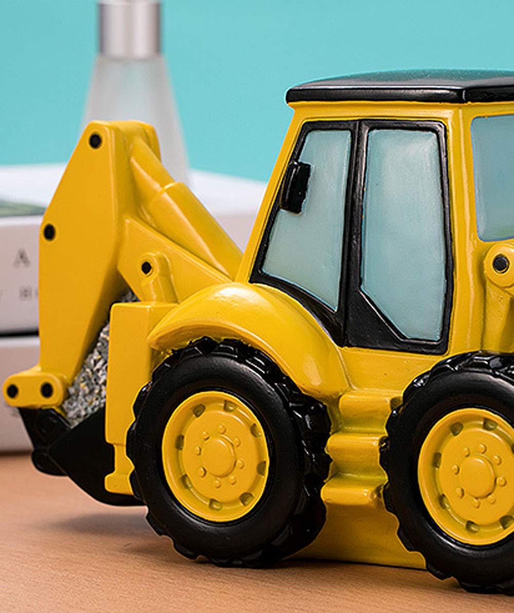 FUYU Cartoon Excavator Piggy Bank close-up resin texture highlights kid-friendly surface