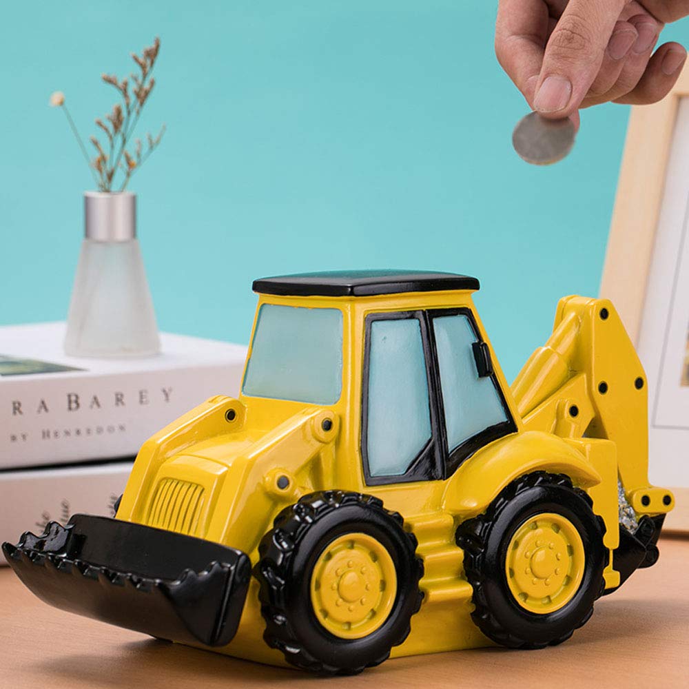 FUYU Cartoon Excavator Piggy Bank top view reveals accessible coin slot