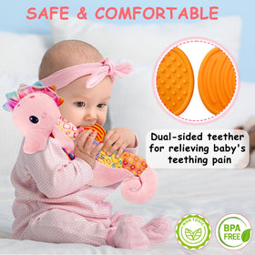 Fuzqq baby seahorse plush toy hands with wrinkled paper sounds.