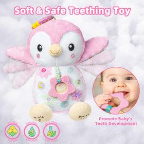 Fuzqq penguin plush features crinkle wings that captivate baby attention