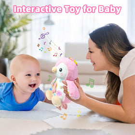 Fuzqq pink penguin makes a charming baby girl gift with developmental features