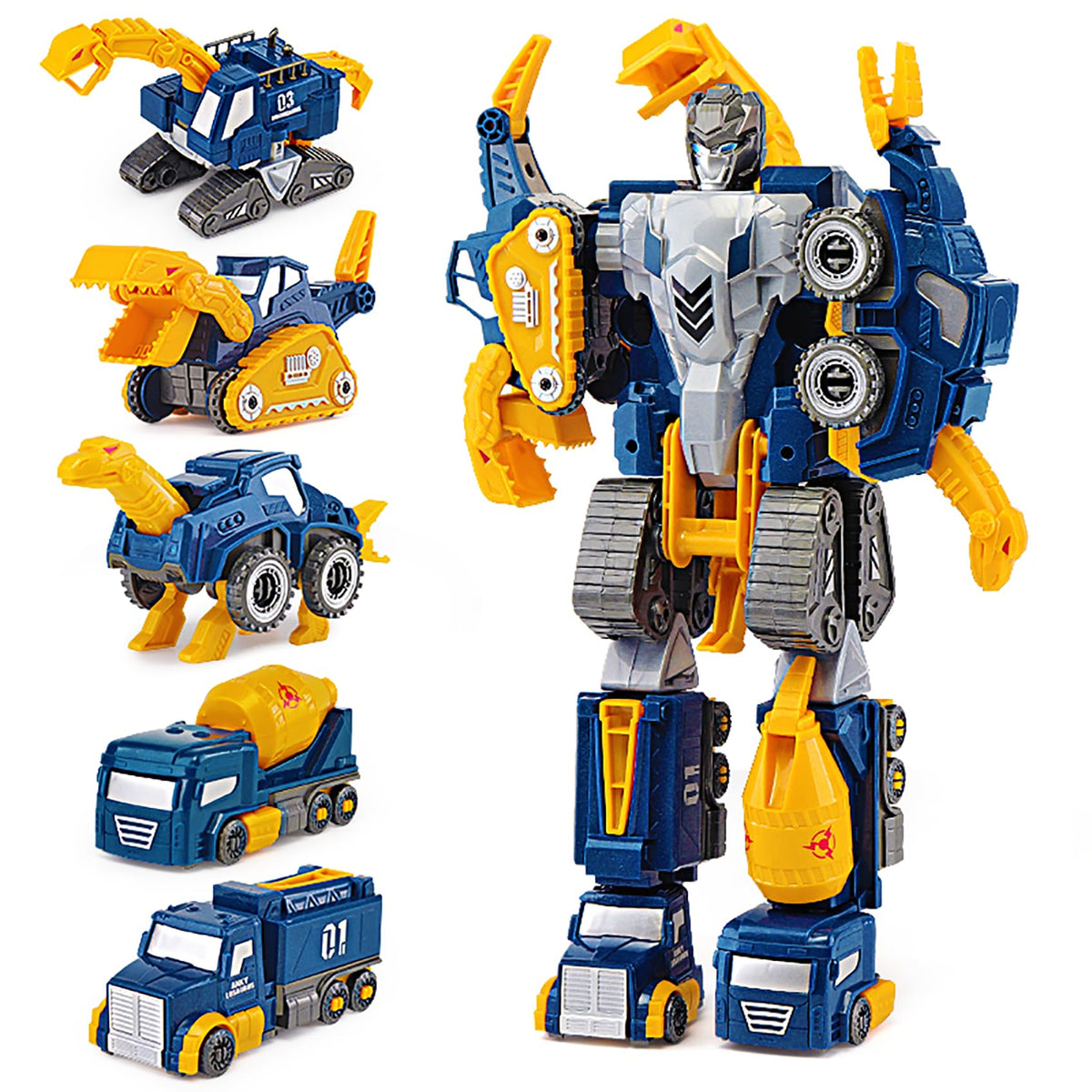 Fuzzy Pixie concrete mixer car in robot form for imaginative play.