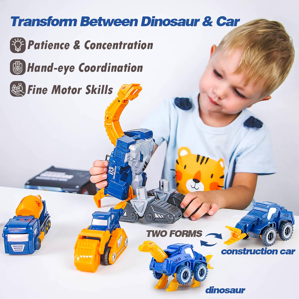 Fuzzy Pixie wheel loader transforming into a dinosaur for action play.
