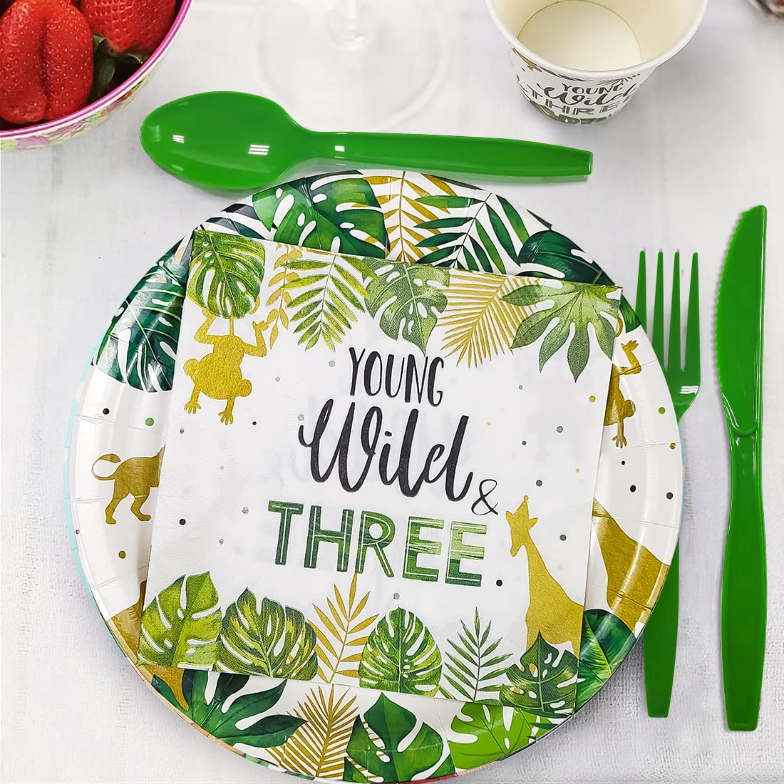FVABO Young Wild And Three safari straws help smooth sipping at a wild-themed party.