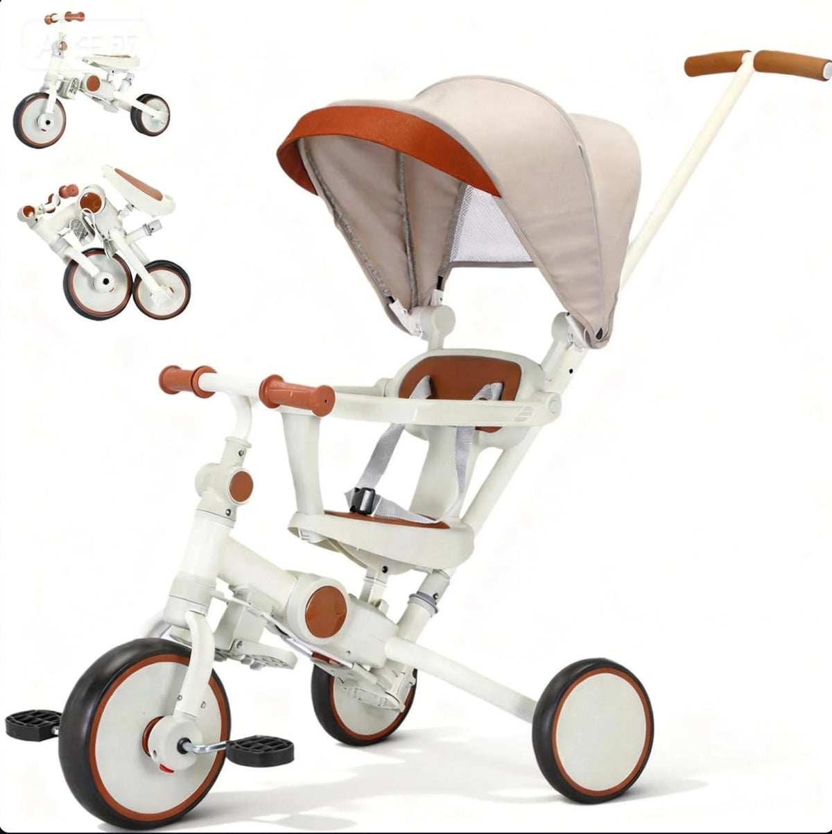FVOJZQGD toddler push foldable tricycle with canopy for outdoor adventures.