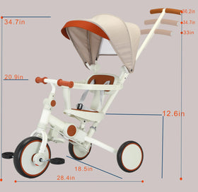 FVOJZQGD tricycle with parent handle enables safe steering during learning.