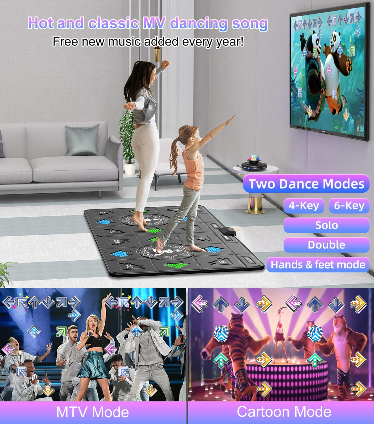 FWFX Dance Mat in 4-in-1 mode enables cardio, yoga, and games