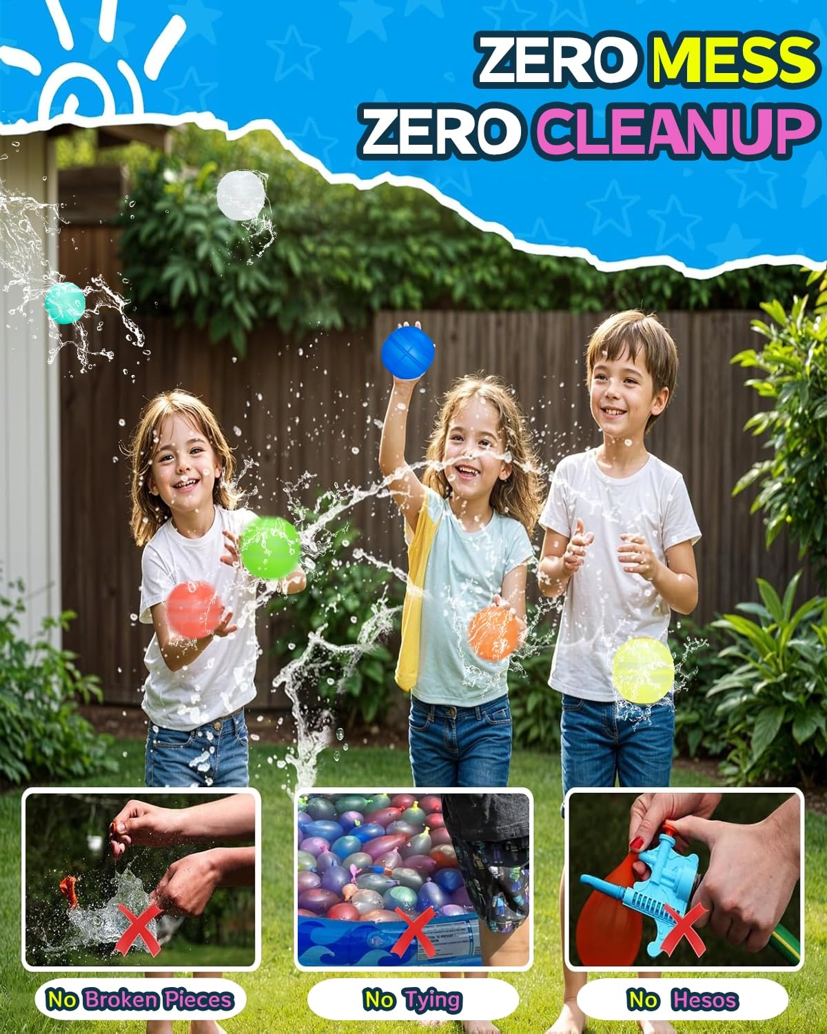 Outdoor water balloon activity on beach or lawn with FXCZUZ set