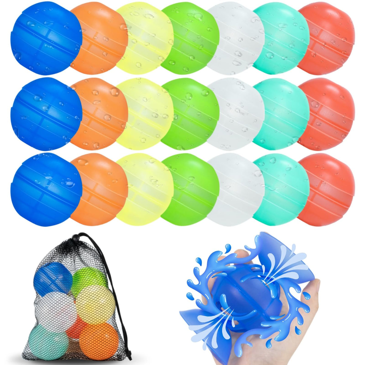 FXCZUZ reusable water balloons with dual inlet design for easy one-handed filling in action