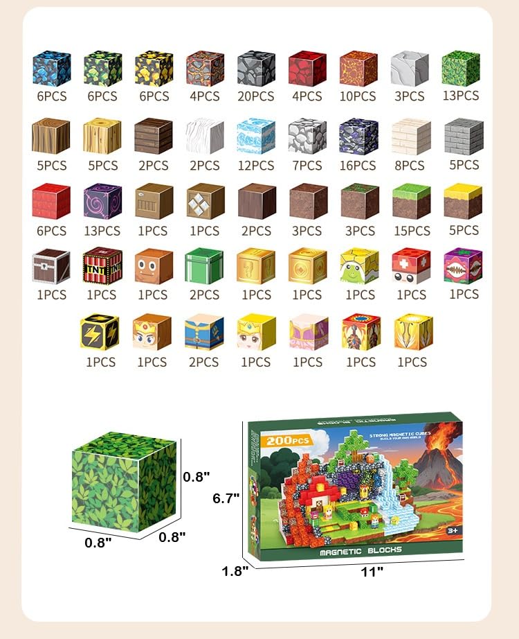 FXLYNAF Magnetic Blocks monsters and treasures for adventurous play