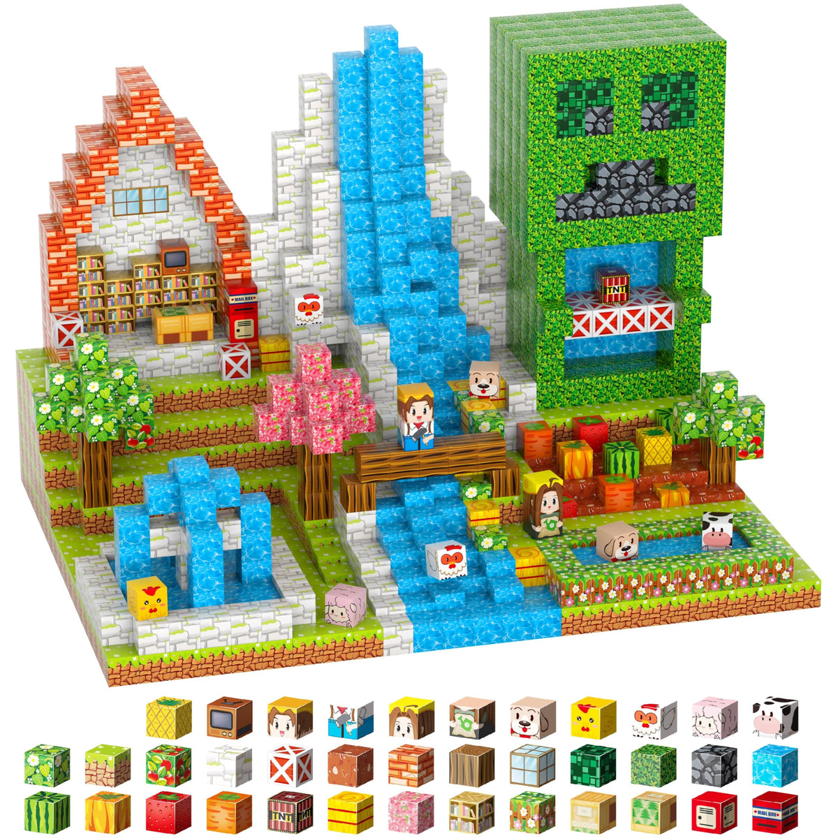 FXZYIXS farm-theme blocks 117pc for imaginative play and learning