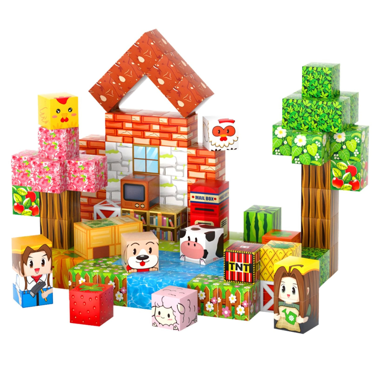 FXZYIXS fruits and farm prints blocks brighten playtime