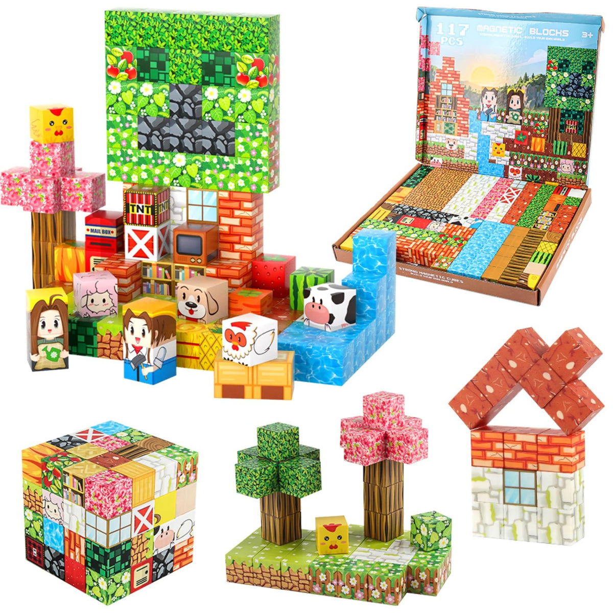 FXZYIXS trees and animals blocks spark farm adventures and collaboration