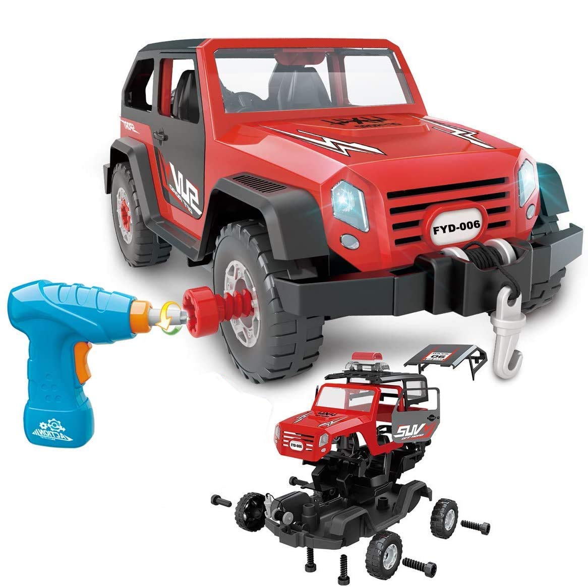 FYD 2in1 Take Apart Jeep Car drill in use for hands-on learning and coordination