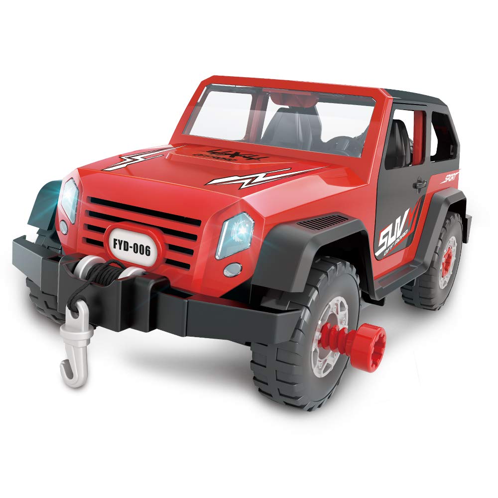 FYD Jeep car parts laid out for imaginative play and problem-solving