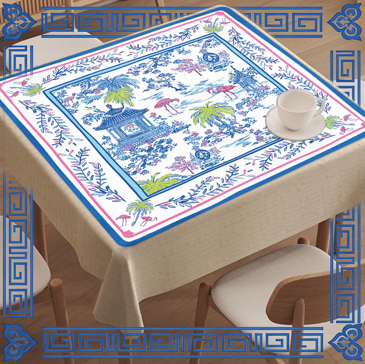 FYSUIMU 31.5 x 31.5 inch square mat fits most tables securely.
