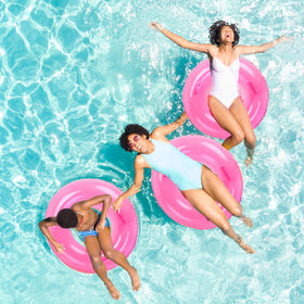 FYSUIMU bachelorette pool float in clear pink for festive moments.