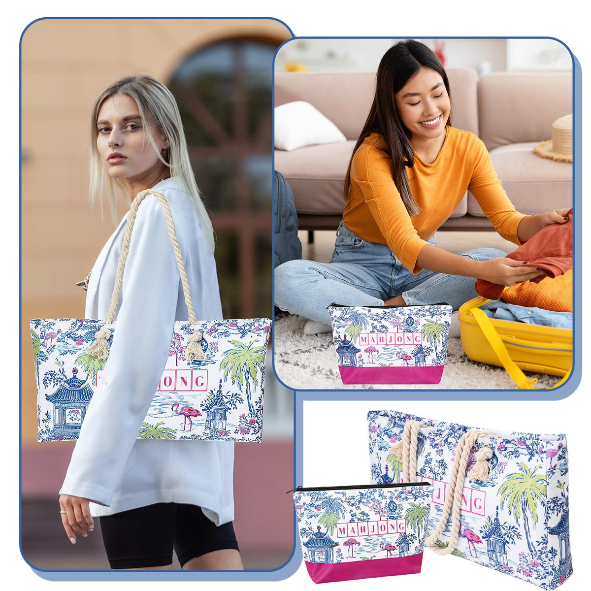 FYSUIMU complete mahjong set bag with compartments for travel comfort