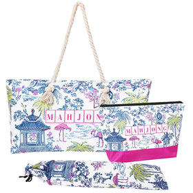 FYSUIMU pavilion mahjong bag with handle for easy travel and storage