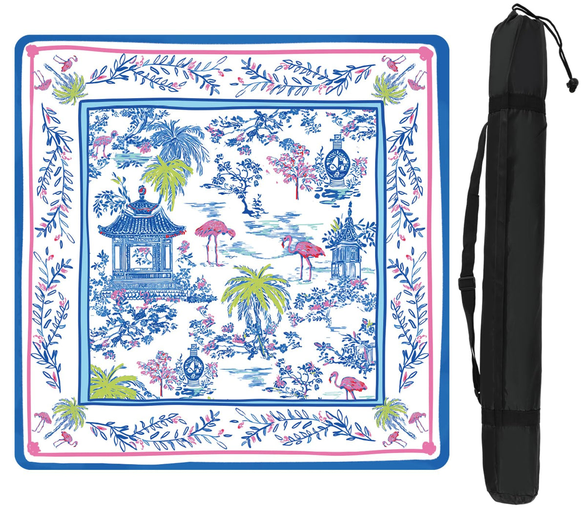 FYSUIMU pavilion mahjong mat with chinoiserie pattern for stable, immersive gameplay.