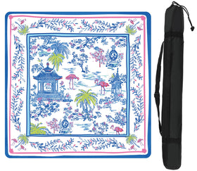 FYSUIMU pavilion mahjong mat with chinoiserie pattern for stable, immersive gameplay.