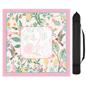 FYSUIMU pink bird floral mahjong mat with non-slip backing for stable gameplay