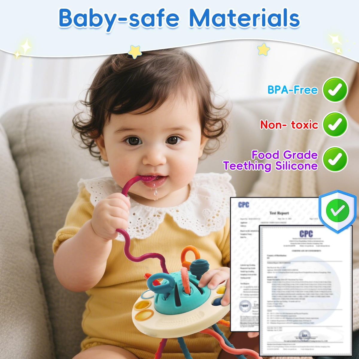 Fyxttalor UFO toy emits gentle vibrations and sounds to engage curiosity.