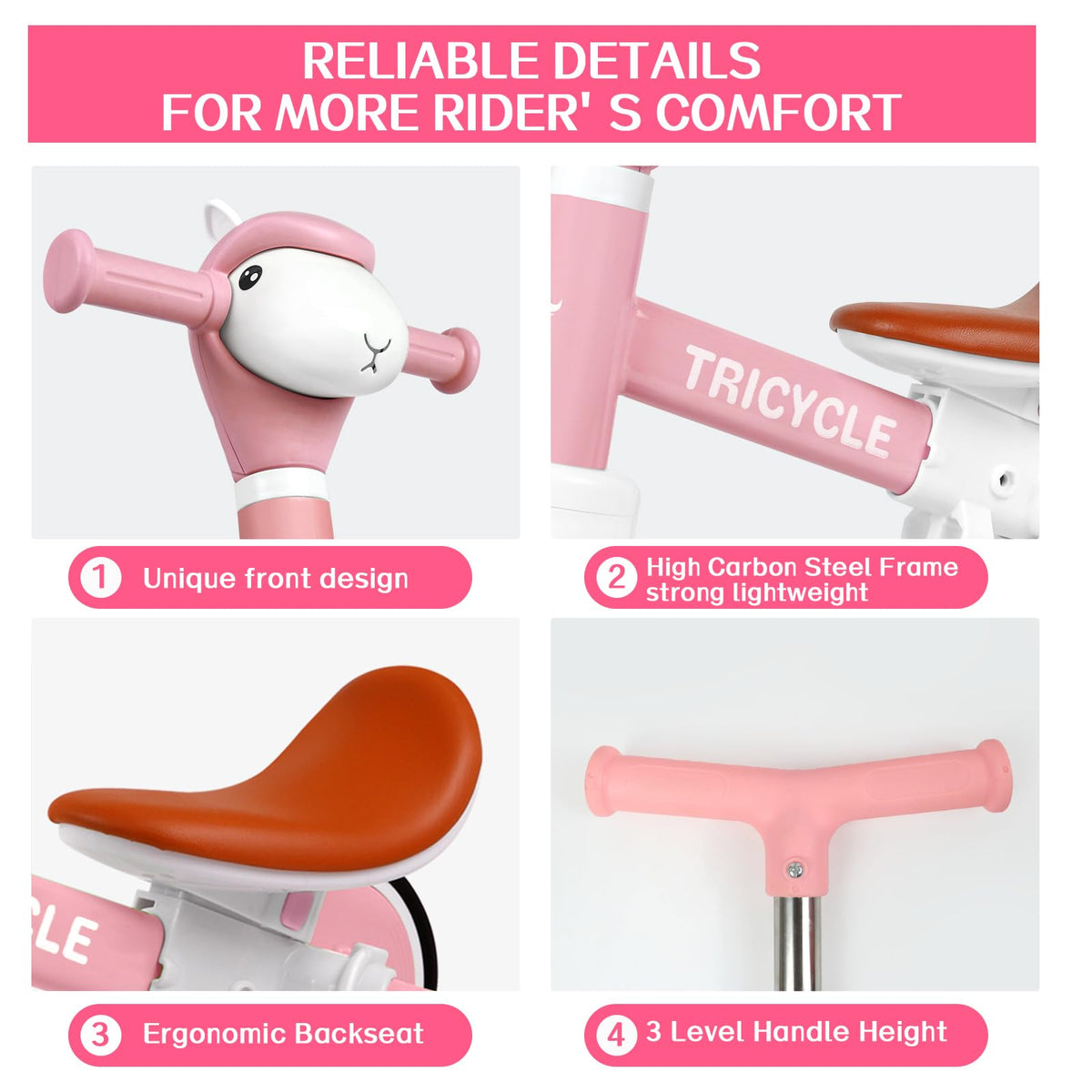 FZHZZ pink balance bike stage for growing toddlers.