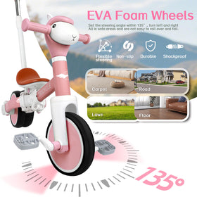 FZHZZ 5-in-1 pink pedal tricycle promoting independent rides.