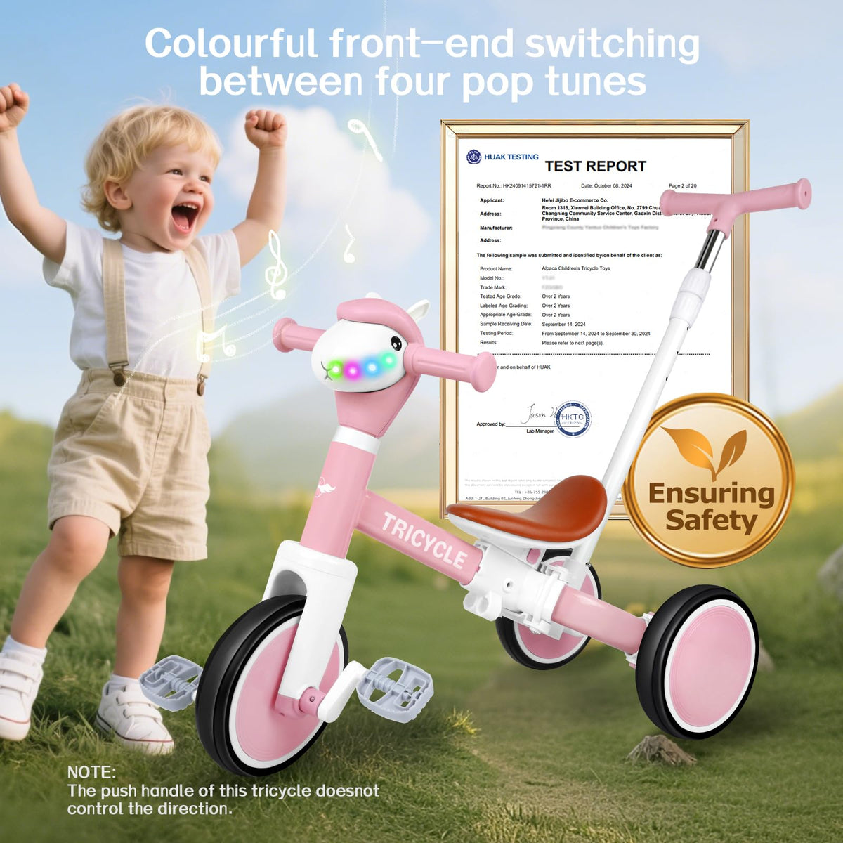 FZHZZ rider bike mode in pink supports kids mastering steering.