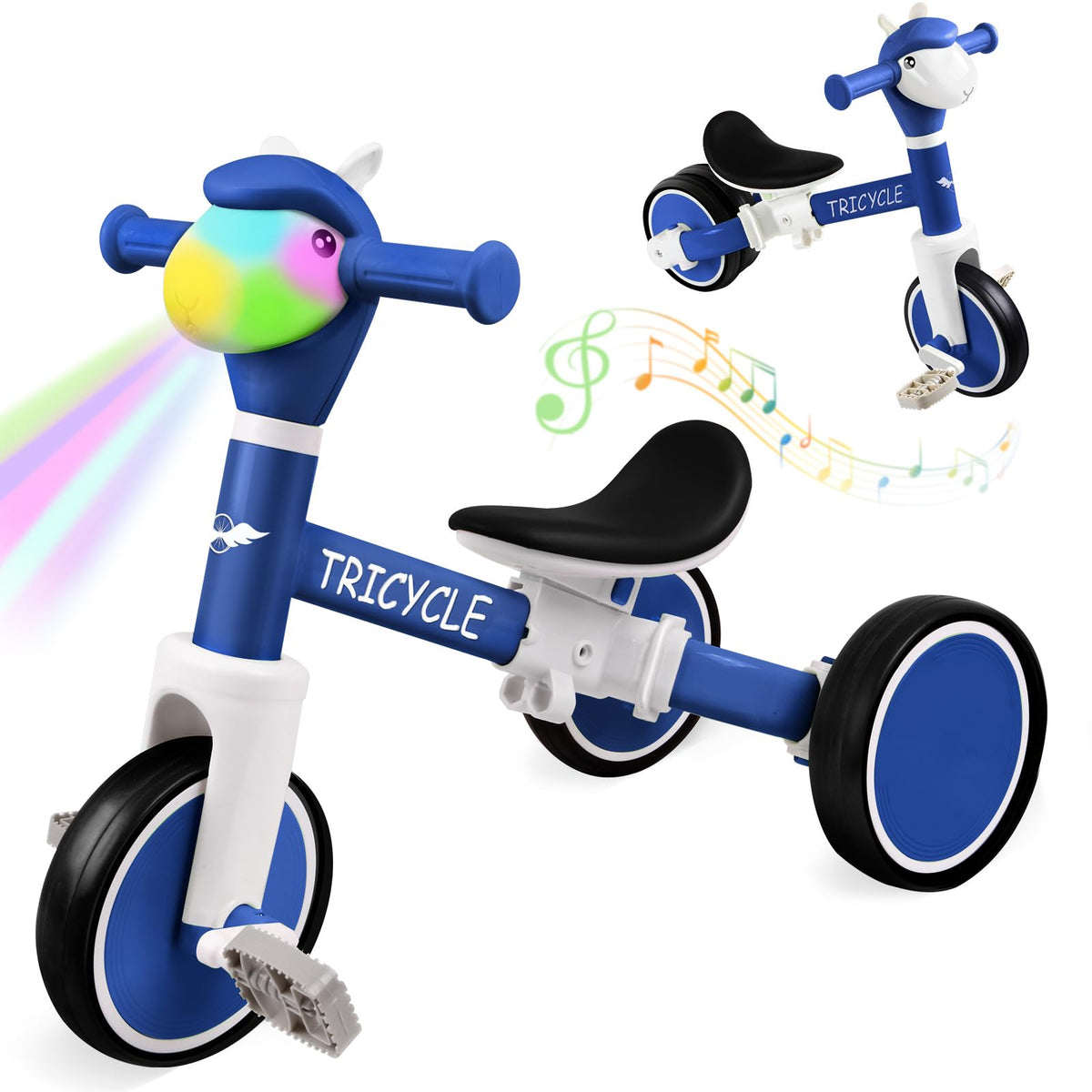 FZHZZ Toddler Balance Bike with front panel lights and music for engaging play