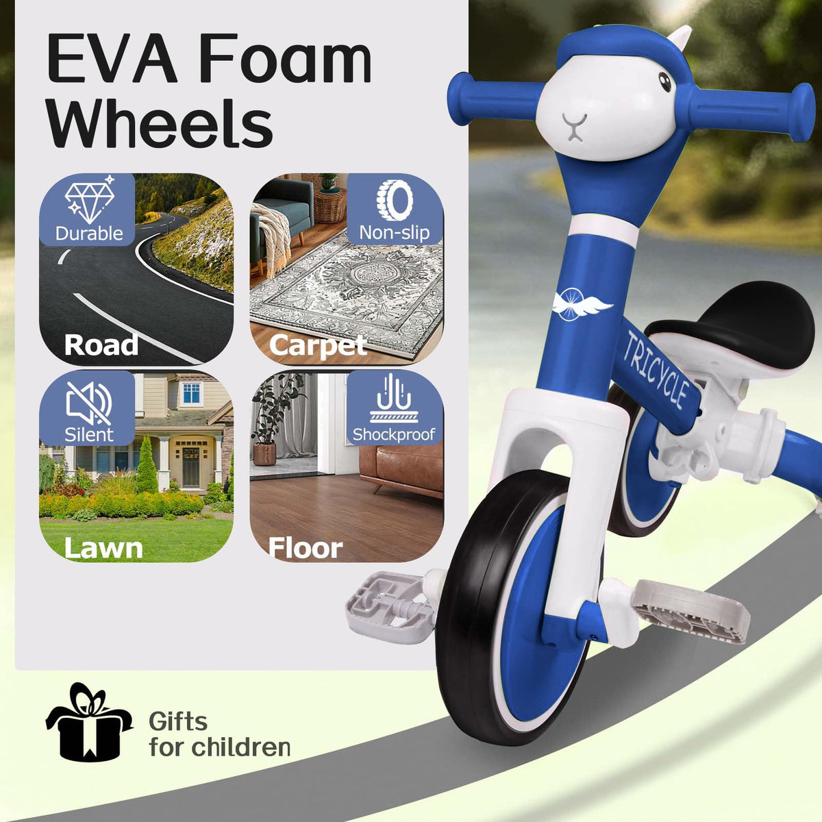 FZHZZ EVA foam wheels provide silent, non-slip rides on various floors