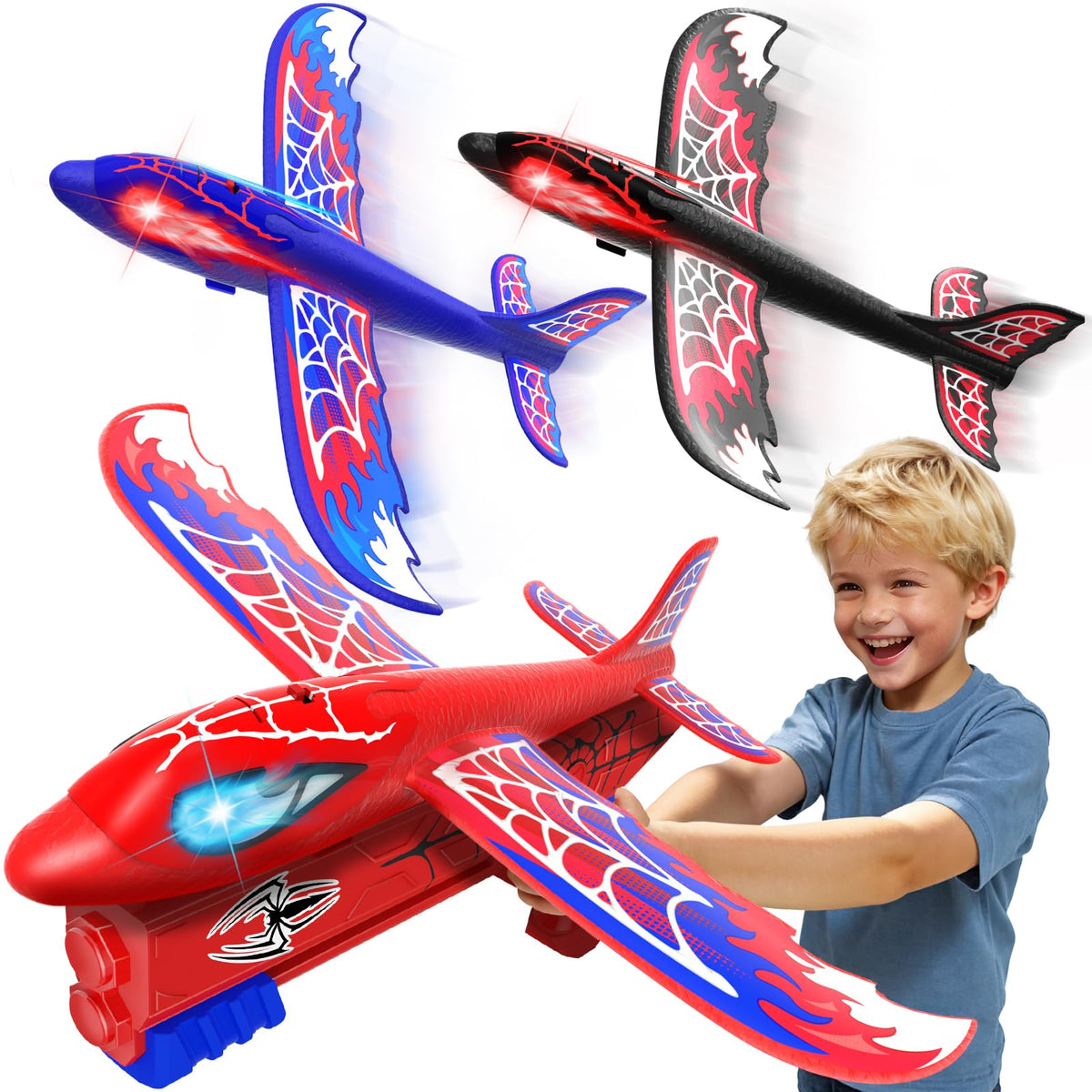 Fzlirou cool airplane launcher with glowing eyes for action-packed play