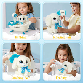 G.C Paint-Wash-Recolor plush dog and bath ball for tactile splash play.