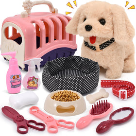 G.C 13Pcs dog toys set with plush puppy for imaginative pretend play.