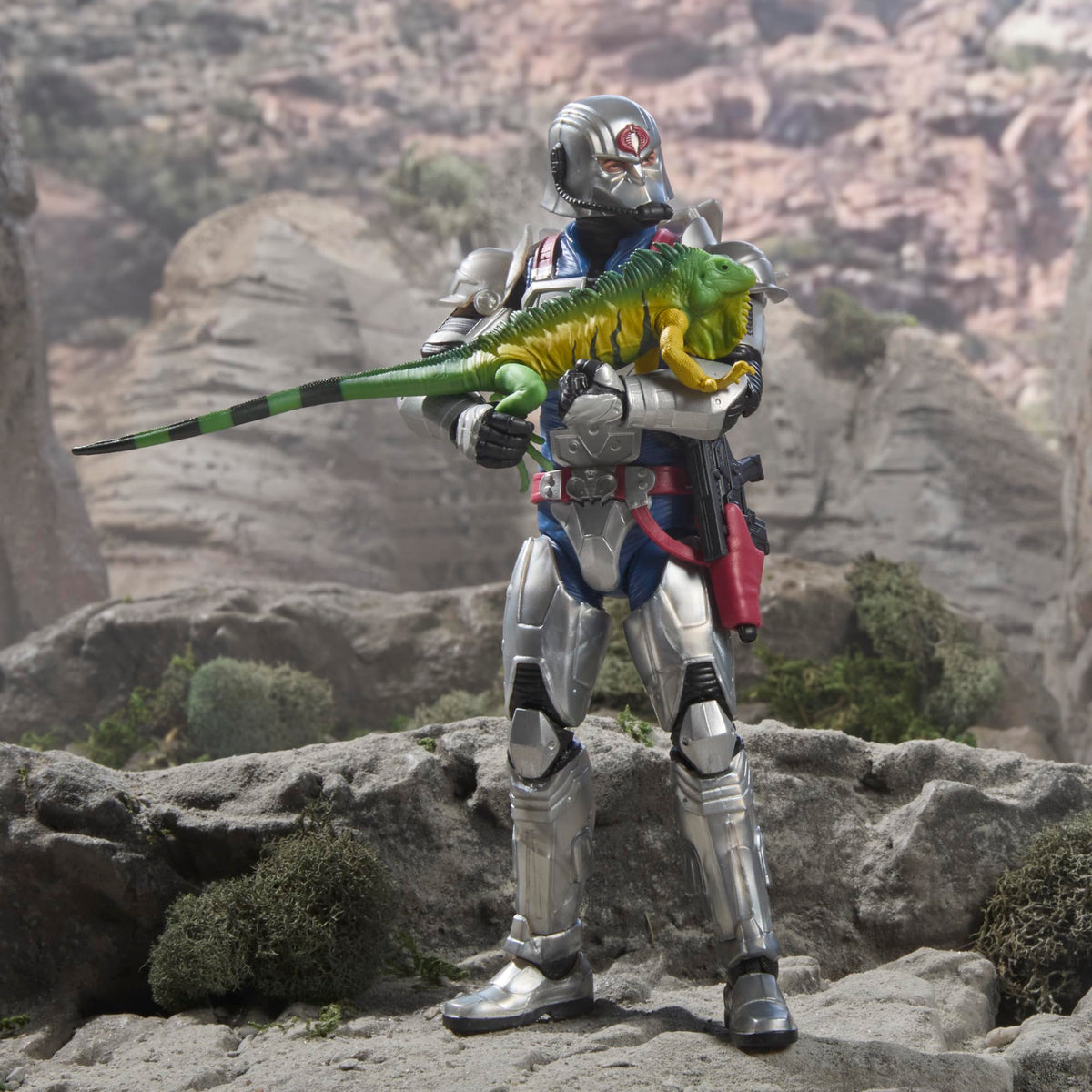 G.I. Joe Cobra Commander Combat Armor with accessory loadout for display versatility
