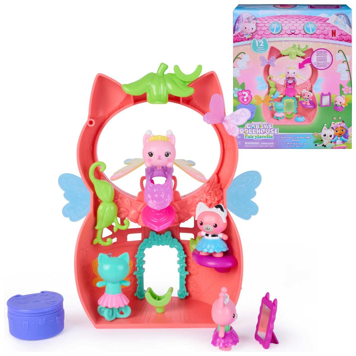 Gabby's Dollhouse Kitty Fairy Ring with rainbow wings for imaginative dress-up play